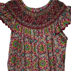 Three Sisters‎ Smocked Dress Sz 4 Multicolor Medallion Floral Flutter Sleeve NEW